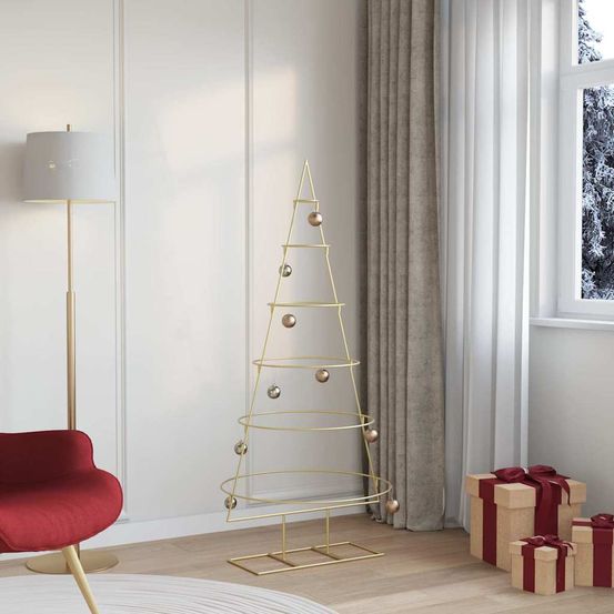 Sapin de noël moderne en métal pour décoration de fête intérieur doré 150 cm