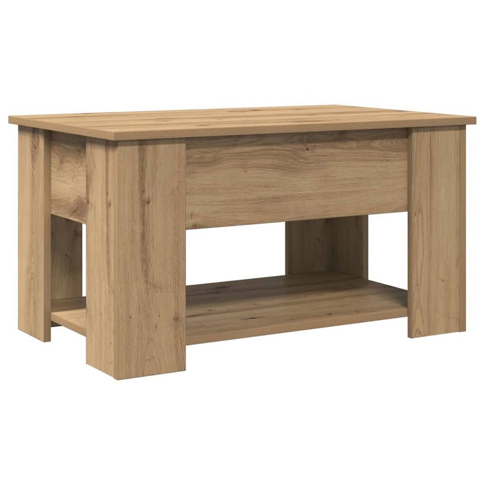 Table basse chêne artisanal 79x49x41 cm bois d'ingénierie
