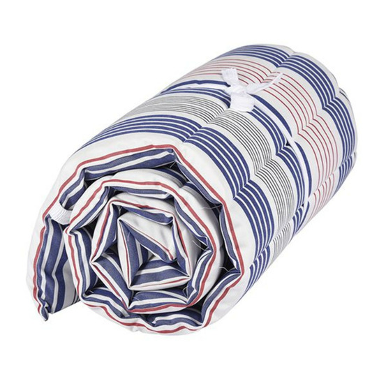 Matelas/coussin enroulable pour transat/bain de soleil - 100% acrylique - bleu/blanc - santorin