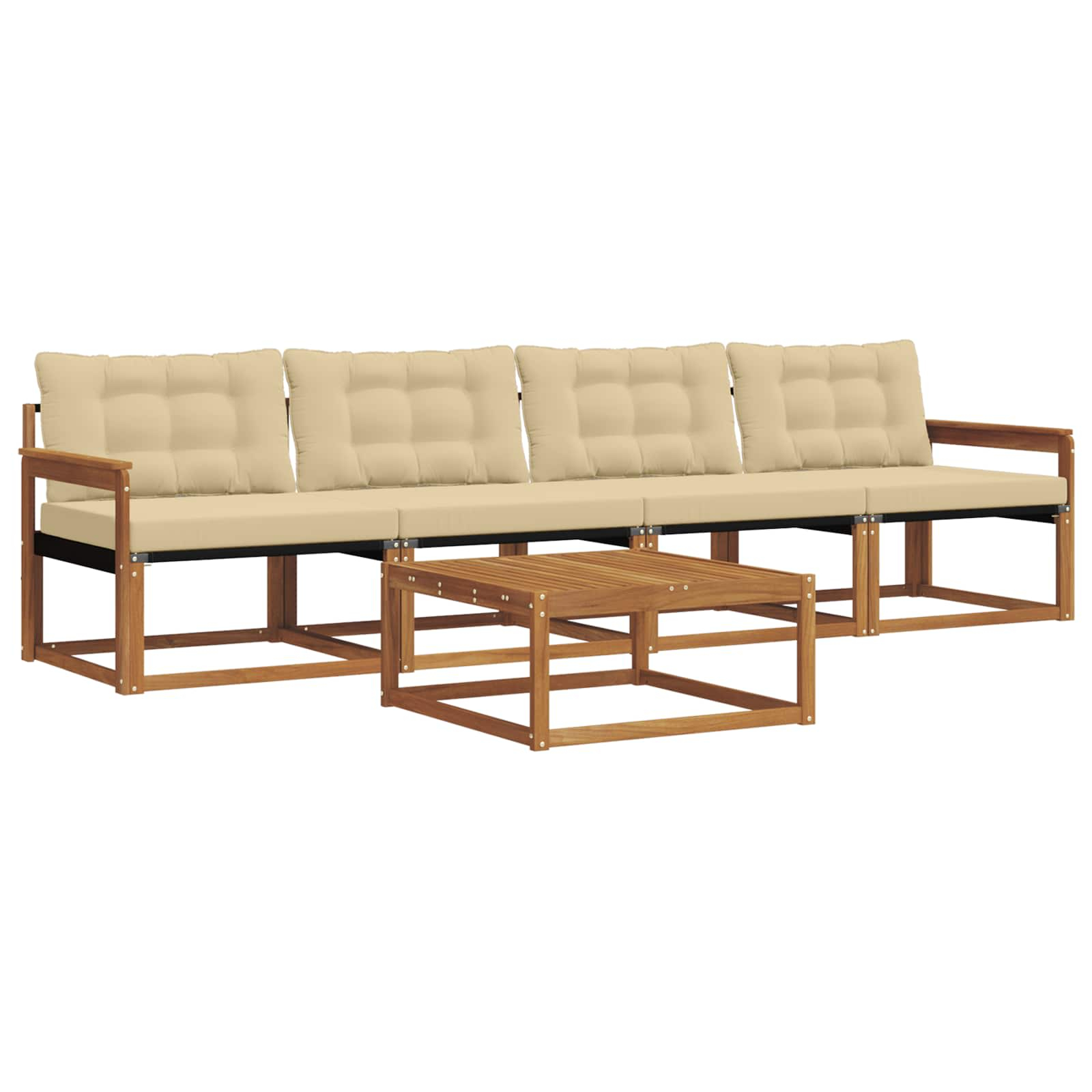 Ensemble de canapés d'extérieur 5 pcs naturel et beige