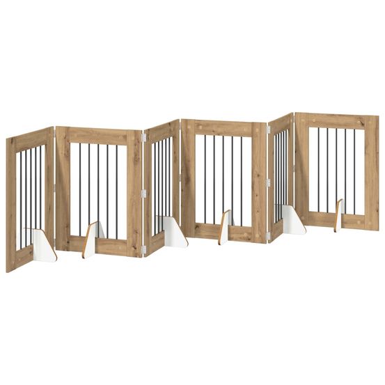 Porte de chien pliable avec supports 6 pc chêne artisanal