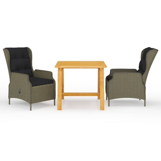 Ensemble à manger de jardin 3 pcs marron
