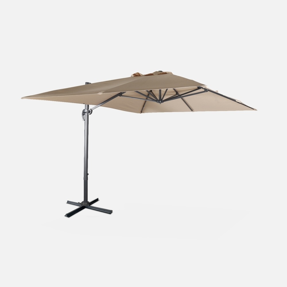 Parasol déporté rectangulaire 3x4m - wimereux - parasol excentré inclinable dans 5 positions, rotatif à 360°