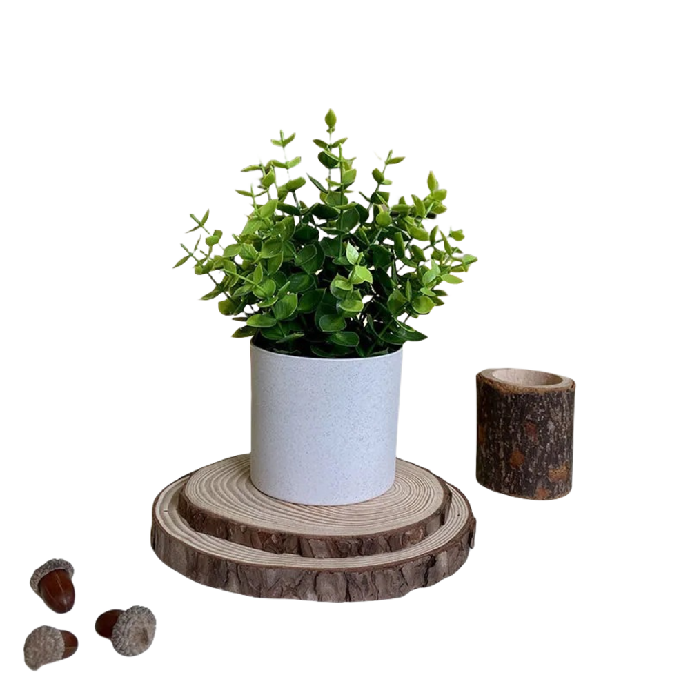 Plantes vertes artificielles en pot, gazon artificiel