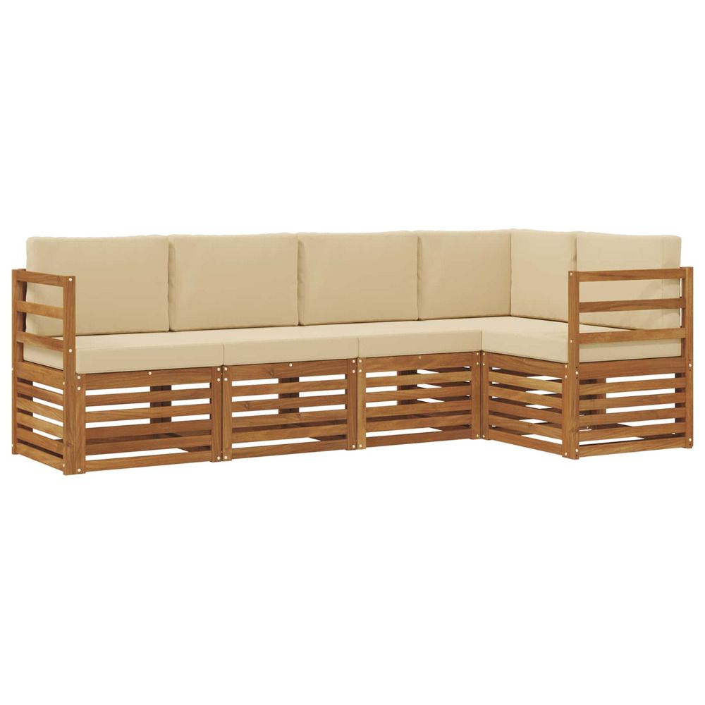 Ensemble de canapés d'extérieur 5 pc naturel et beige polyester