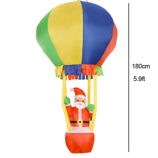 Structure de noël gonflable - père noël dans une montgolfière