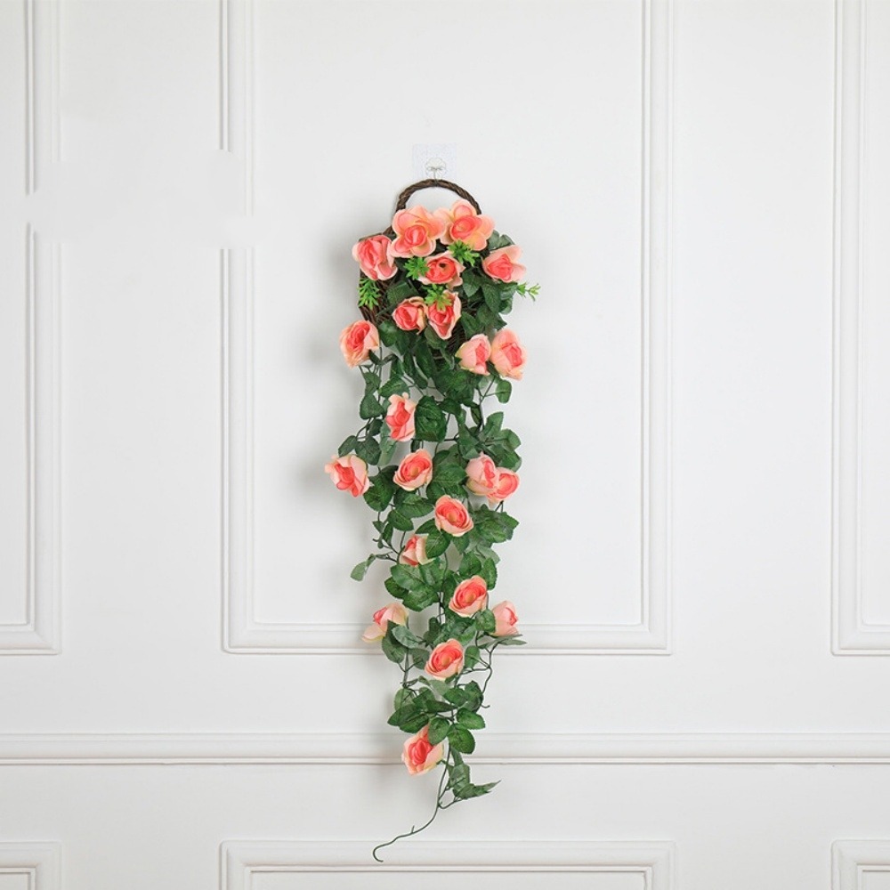 Vinée de roses artificielles avec panier de bambou pour décoration champagne dtopbuyage