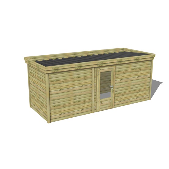 Abri de jardin bois pin traité autoclave 27mm - 5,99x2,14m / 13m2 - bac acier - abri français