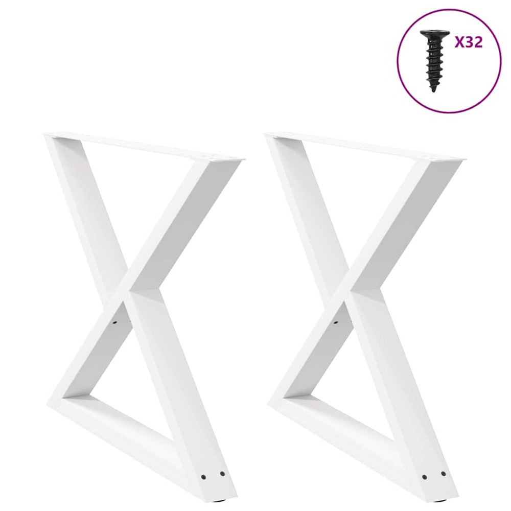 Pieds de table à manger 2 pièces blanc 90 x (72-73,3) cm acier