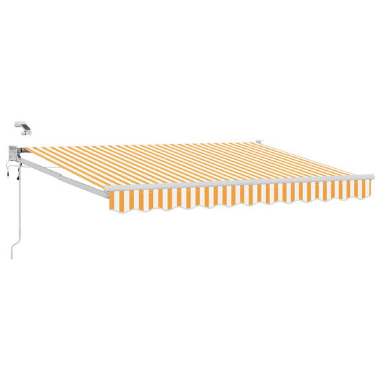 Auvent rétractable électrique orange et blanc 3,5 x 2,5 m