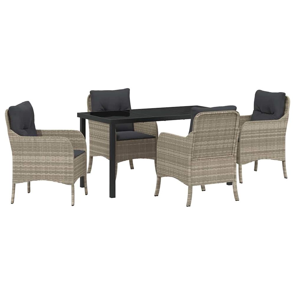 Ensemble de salle à manger pour jardin 5 pc gris clair
