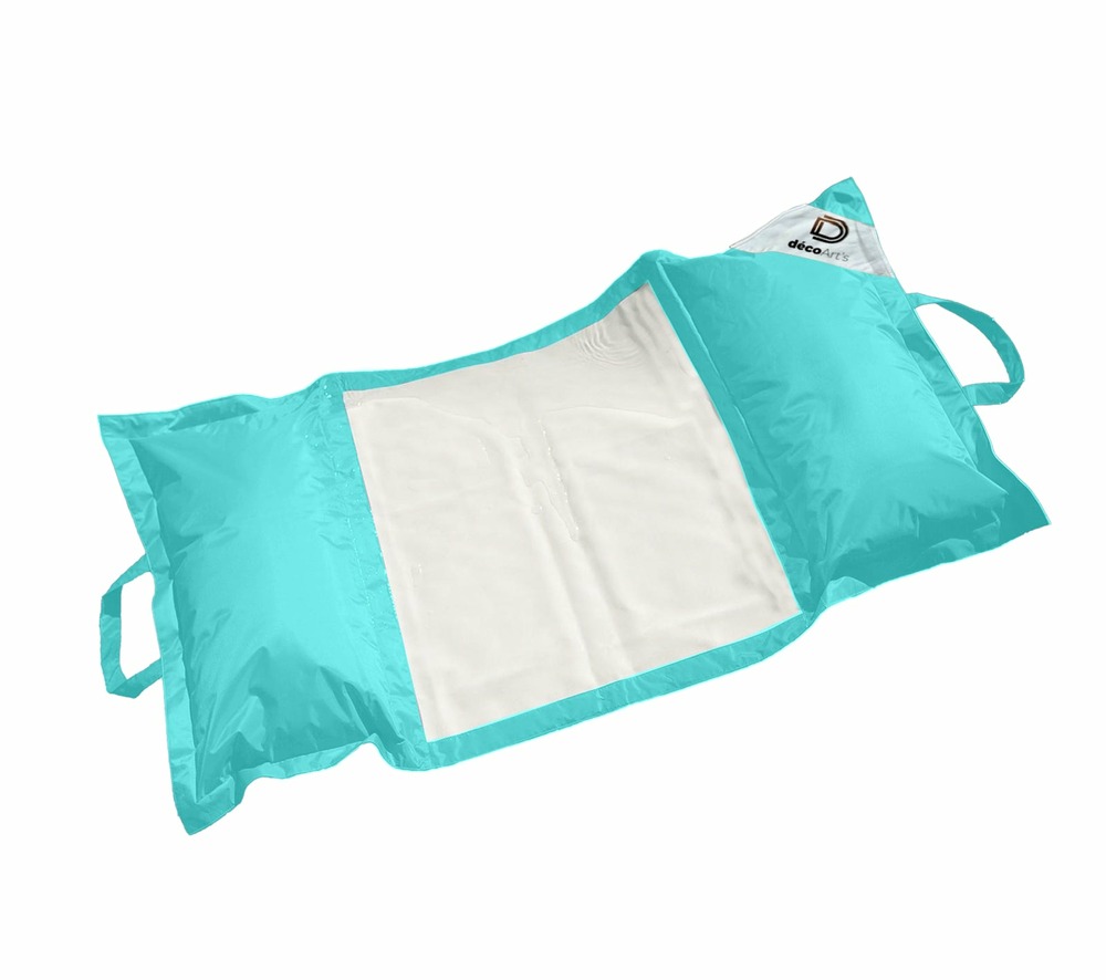 Pouf piscine en polyester 170x90 cm bleu caraïbes