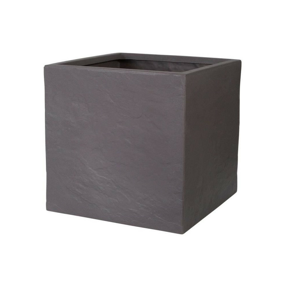 Pot de fleur - strata - l - carré - riven - ø 38.5cm x 46.5cm h - couleur cendres