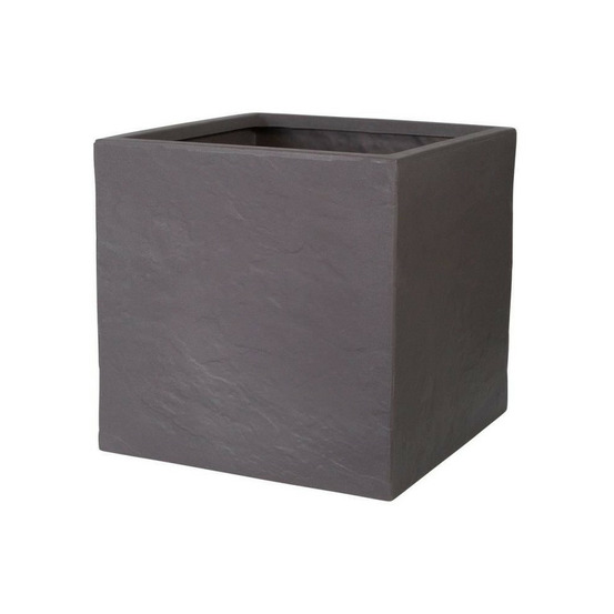 Pot de fleur - strata - l - carré - riven - ø 38.5cm x 46.5cm h - couleur cendres