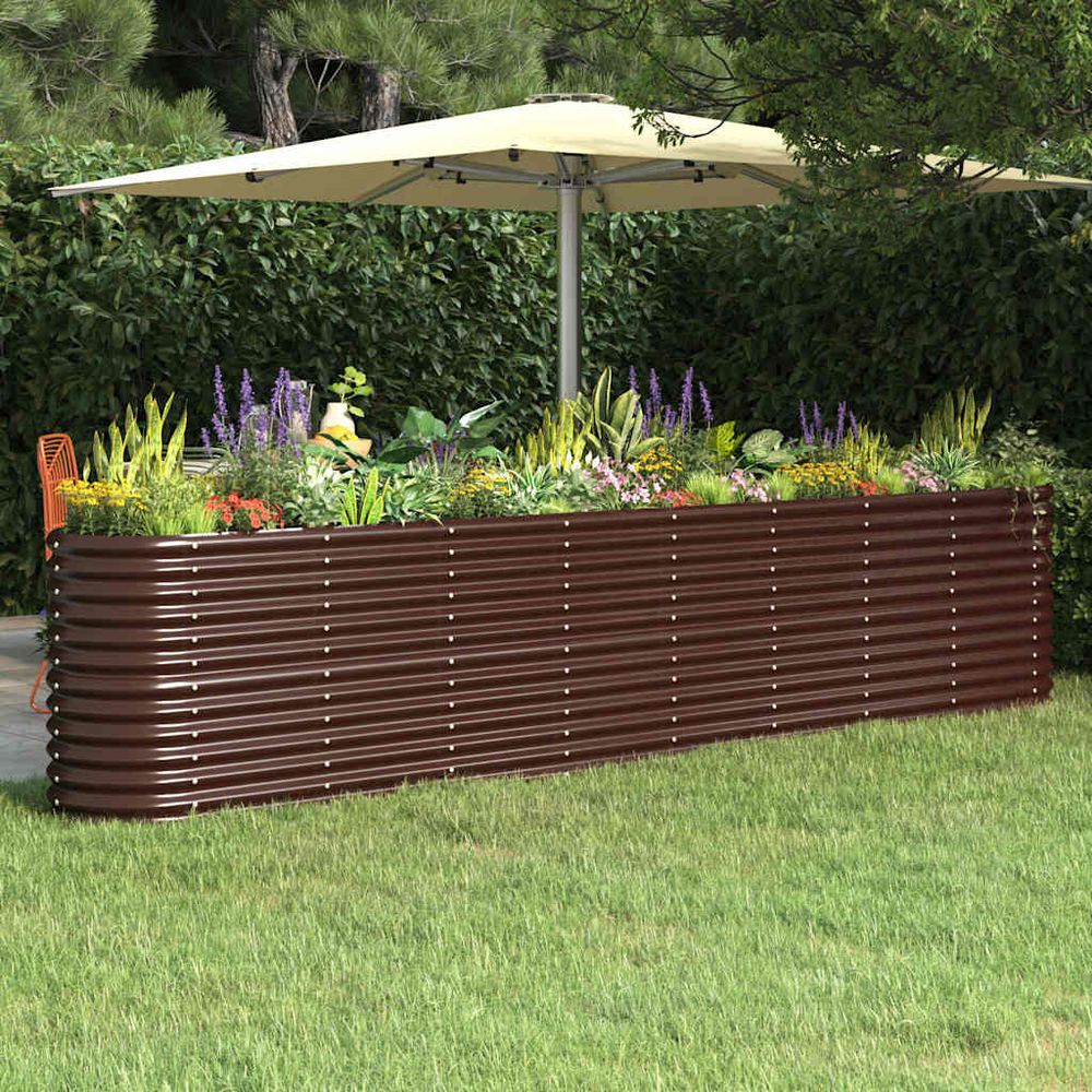 Carré potager surélevé acier galvanisé jardin marron 332x40x68 cm