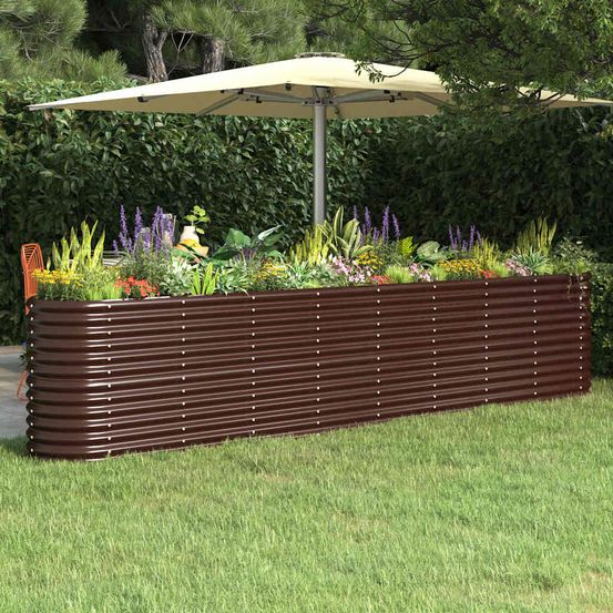 Carré potager surélevé acier galvanisé jardin marron 332x40x68 cm