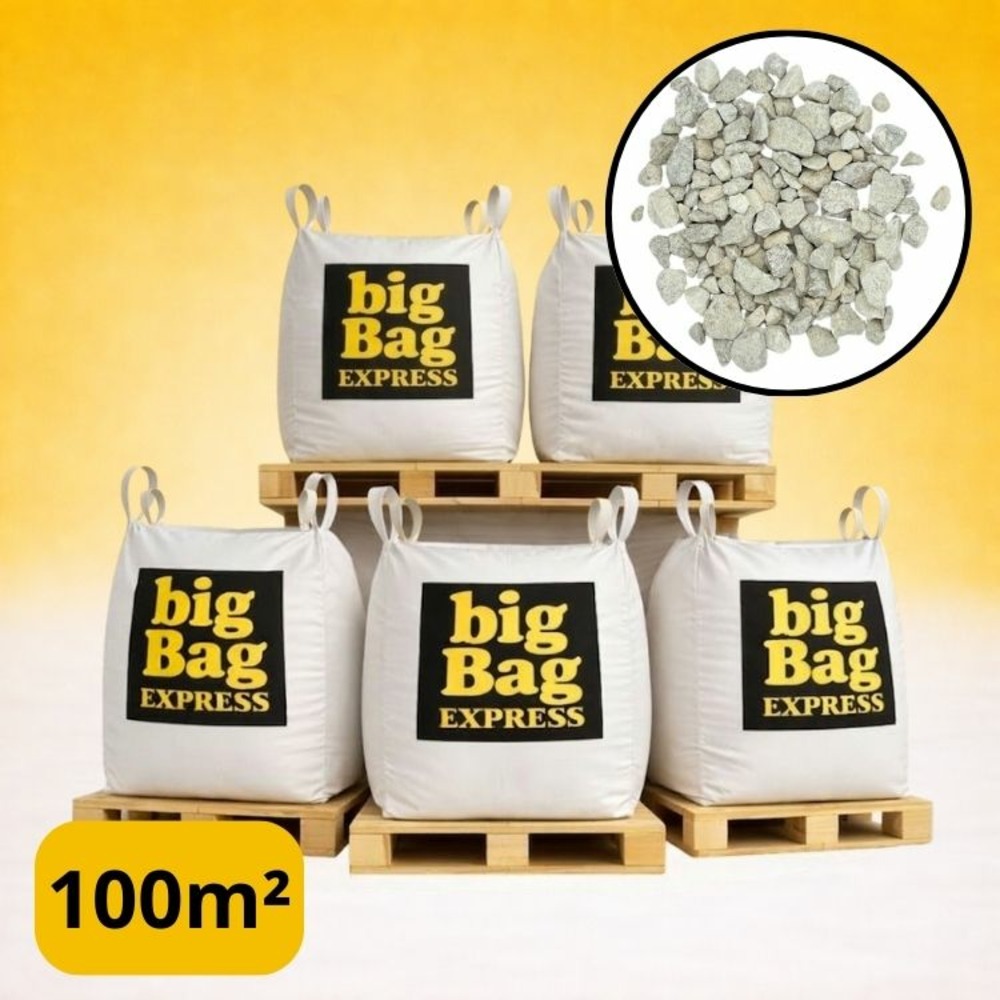 Pack 5 x big bag de +/- 1,5t ≃ 100m² gravillon eco blanc/gris/beige calcaire ø 6/14 mm - livraison premium
