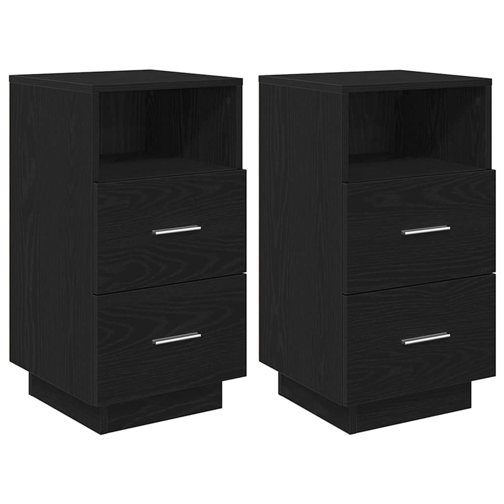 Tables de chevet 2 pcs avec 2 tiroirs noir 36x36x68 cm