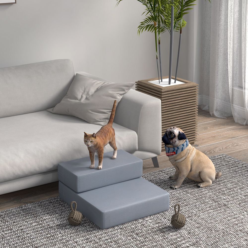 Escalier pour chien 2 marches en mousse pliable pour canapé gris – comfortxl outdoor living