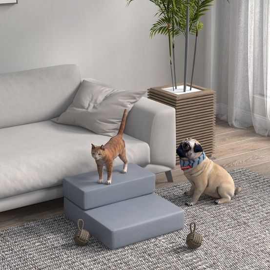 Escalier pour chien 2 marches en mousse pliable pour canapé gris – comfortxl outdoor living