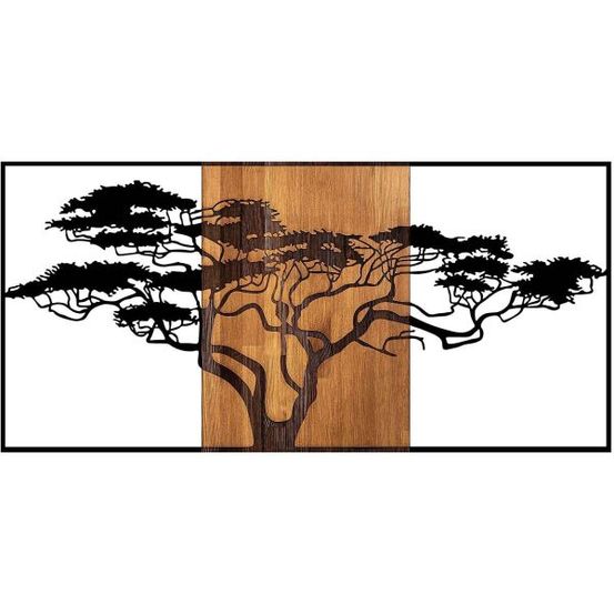 Décoration murale en bois et métal walnut arbre
