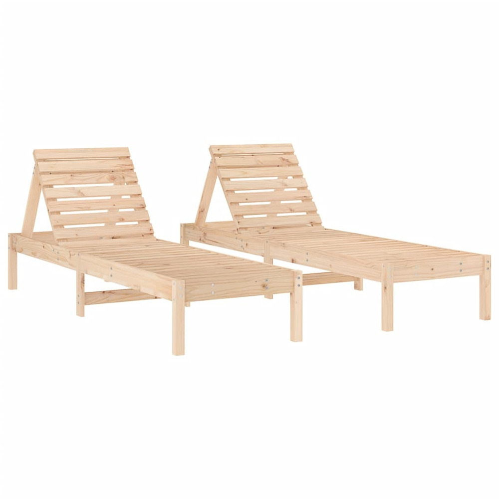 Chaises longues lot de 2 199,5x60x74 cm bois massif de pin