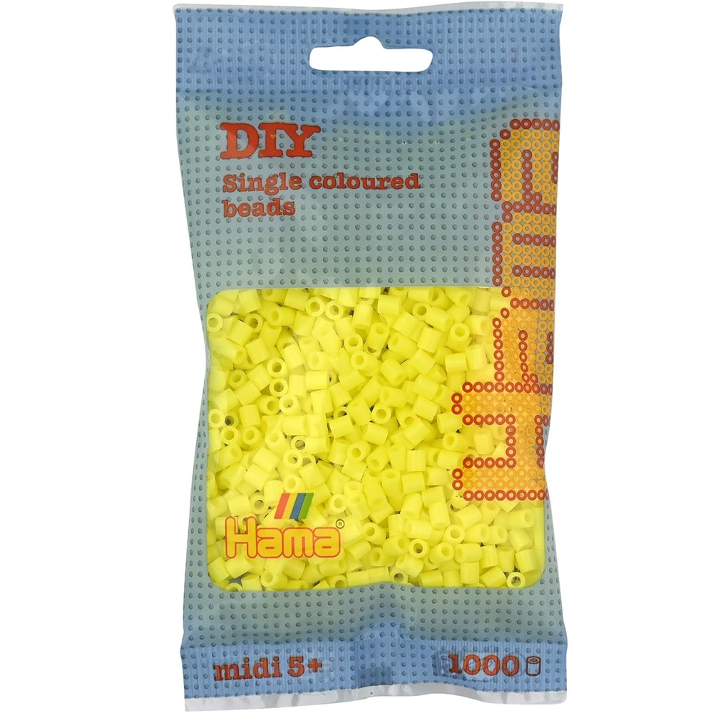 Sachet 1000 perles plastique midi jaune pastel
