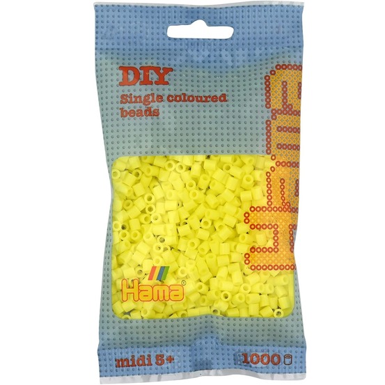 Sachet 1000 perles plastique midi jaune pastel