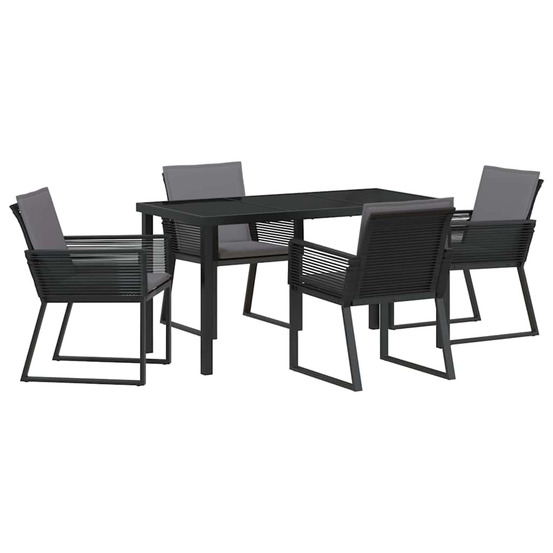 Ensemble de salle à manger pour jardin 5 pcs noir poly rotin