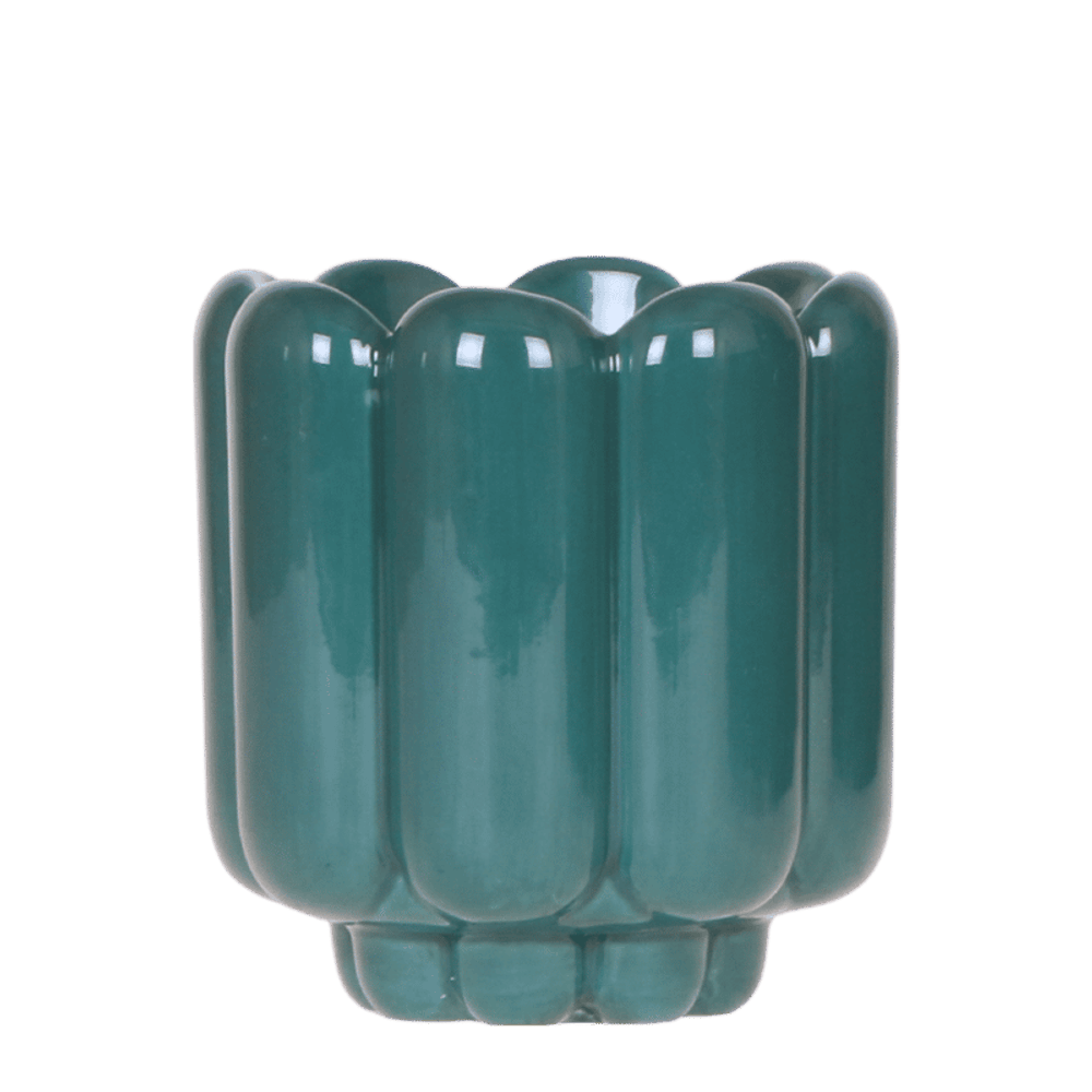 Cache-pot retro vert profond - ø9 cm x h12 cm