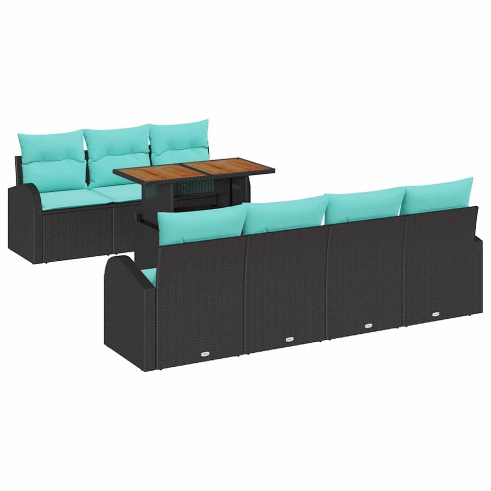 Ensemble de canapé de jardin 8 pc noir poly rotin