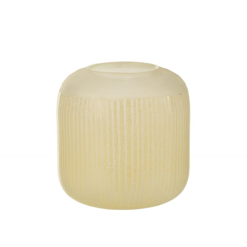 Vase avec lignes en verre jaune 17x17x16 cm