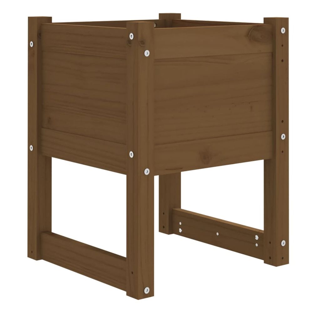 Jardinière d'extérieur marron miel 40x40x52,5 cm bois massif de pin