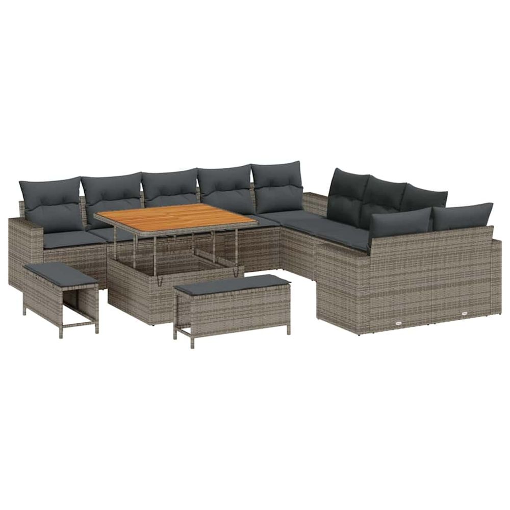 Ensemble de canapé de jardin 13 pc gris polyrotin