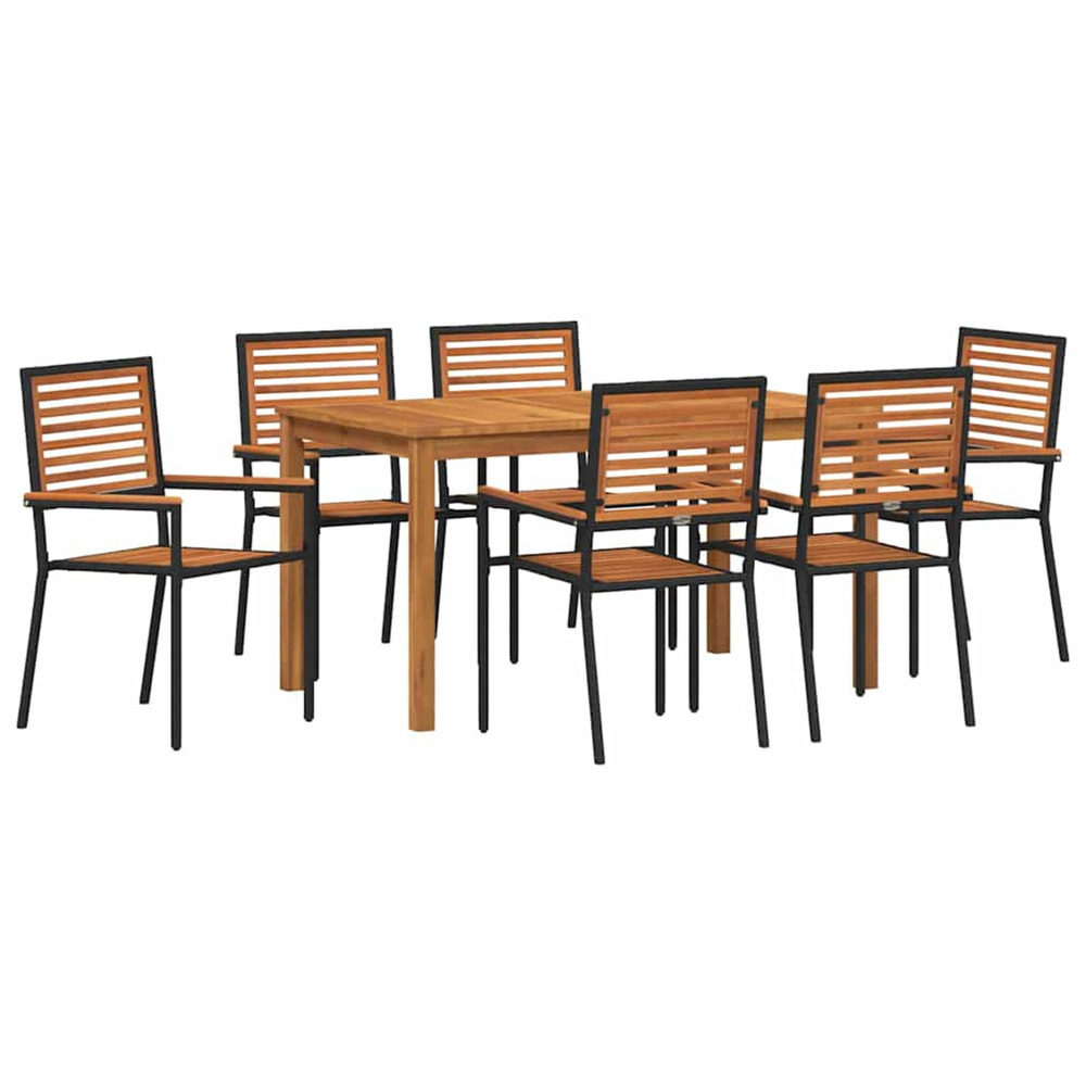 Ensemble de salle à manger pour jardin 7 pcs noir