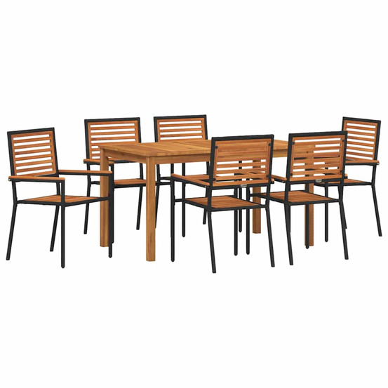 Ensemble de salle à manger pour jardin 7 pcs noir