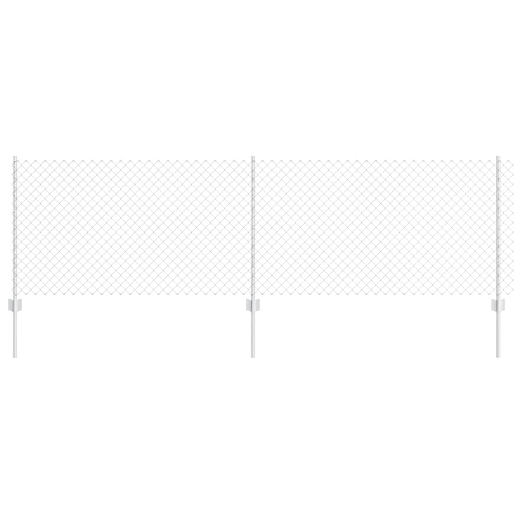 Clôture avec poteau argenté 0,8 x 25 m acier