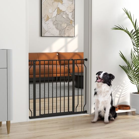 Barrière sécurité chien acier porte escalier extensible pression 75-95x76cm noir