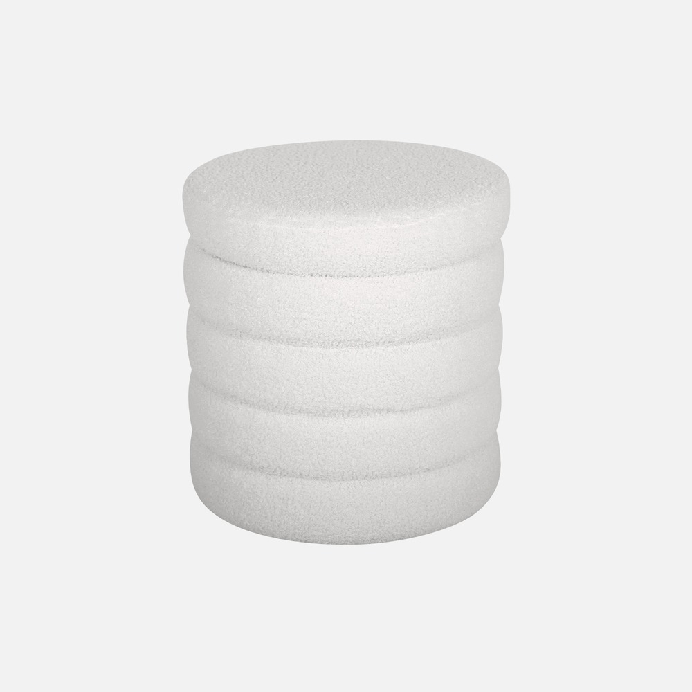 Tabouret en bouclettes avec coffre de rangement intégré