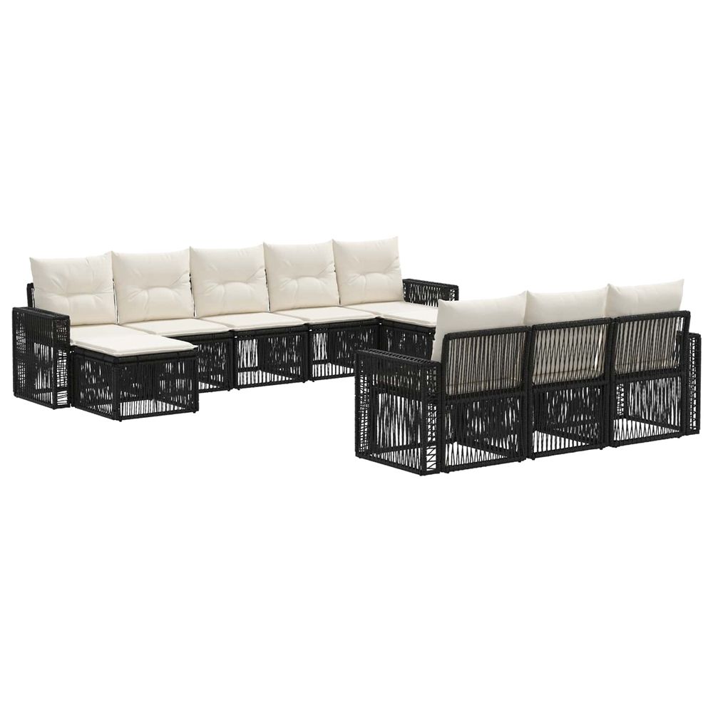 Ensemble de canapé de jardin 10 pc noir et blanc crème