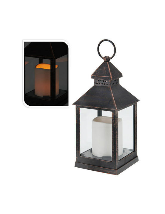 Lanterne à bougie led bronze noir 10.5x10.5x23cm poids 350g 3 piles aaa non incluses