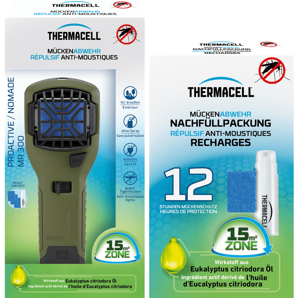 Thermacell diffuseur répulsif anti moustiques & moustiques tigres portable - protection 15m² - inodore - recharges 12h