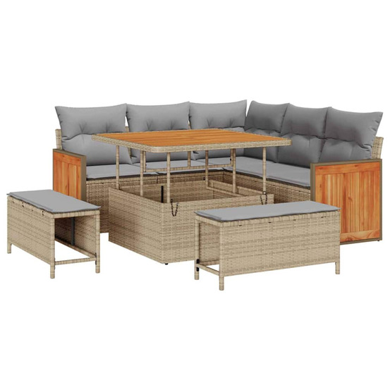 Ensemble de canapé de jardin 8 pcs beige et gris clair