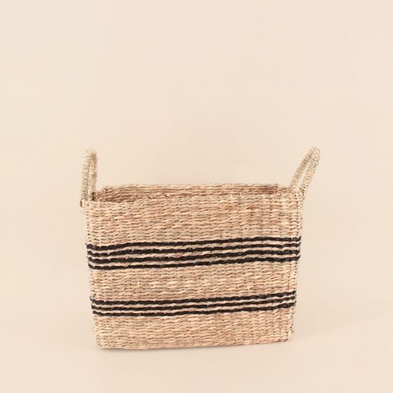 Panier rectangulaire en jonc de mer avec poignées 34x24cm