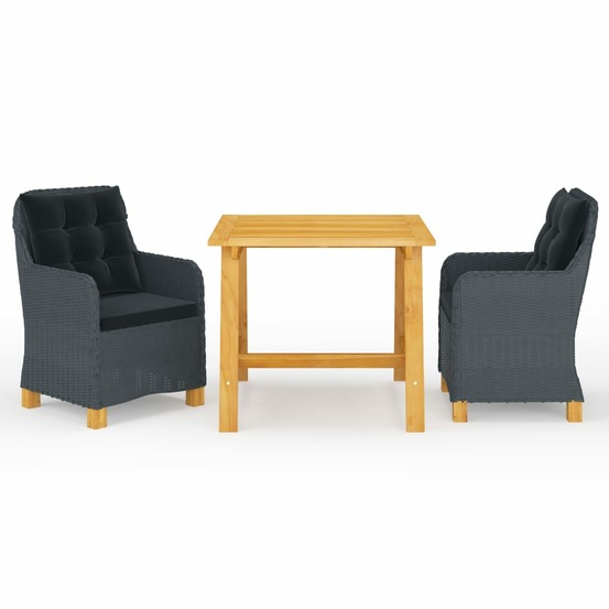 Ensemble à manger de jardin 3 pcs gris foncé