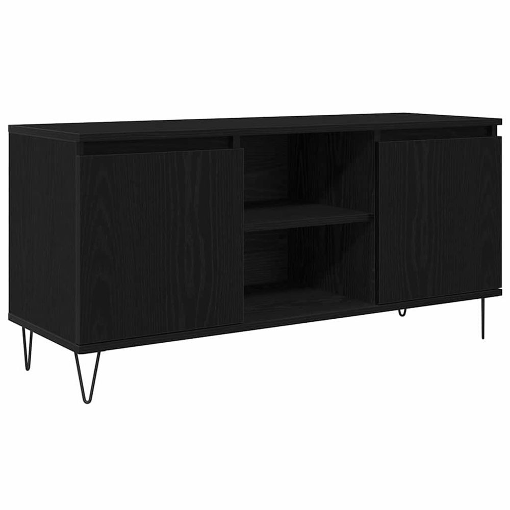 Meuble tv 104 x 35 x 50 cm chêne noir bois d'ingénierie