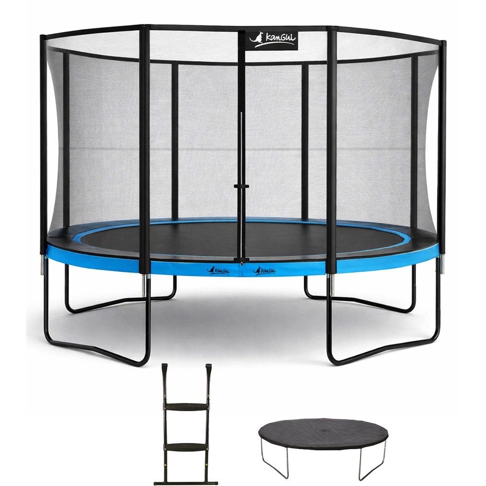 Trampoline ø 360cm + filet de sécurité + échelle + bâche - punchi 360 bleu
