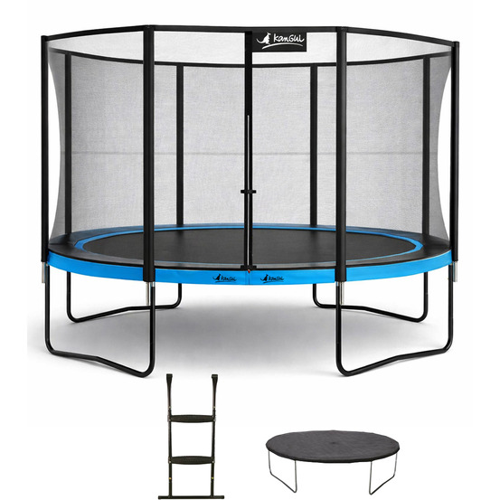 Trampoline ø 360cm + filet de sécurité + échelle + bâche - punchi 360 bleu