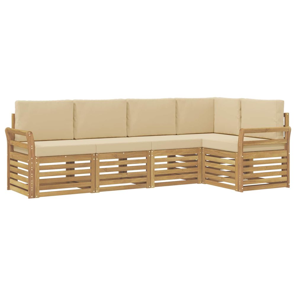 Ensemble de canapés d'extérieur 5 pc blanc et beige polyester