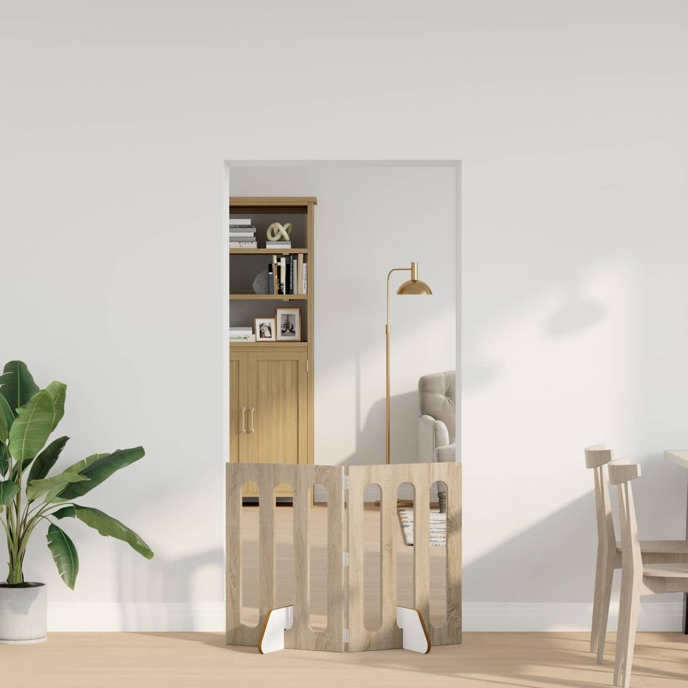 Barrière modulable animaux bois intérieur pliable sans perçage 100x70cm chêne